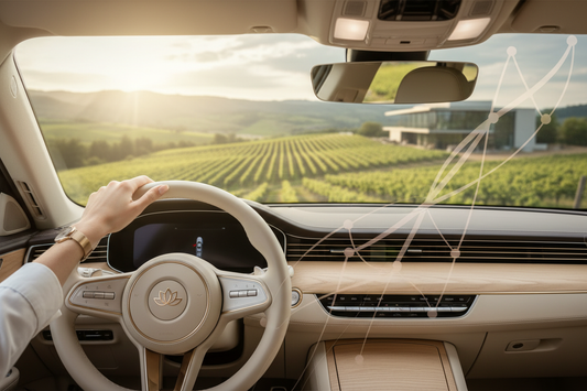 Hands gently releasing a car steering wheel, symbolizing the challenge of letting go of control when delegating in business