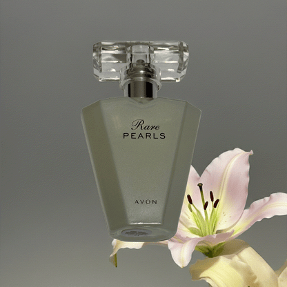 New Rear Pearls Eau De Perfume bottle with pink lily flower and elegant floral design