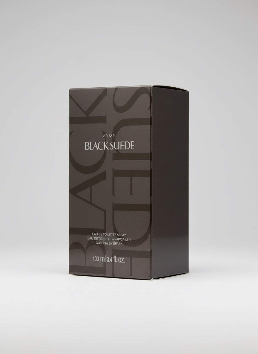 Men Black Suede rectangular box with bold letters black suede