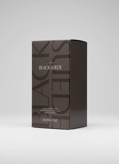 Men Black Suede rectangular box with bold letters black suede