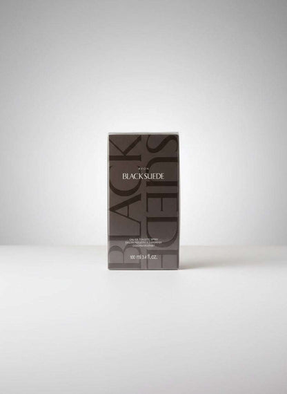 Men Black Suede rectangular box with bold letters black suede