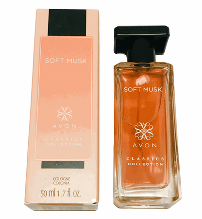 Classic Soft Musk cologne spray 1.7 fl oz bottle and packaging from Avon Classics Collection