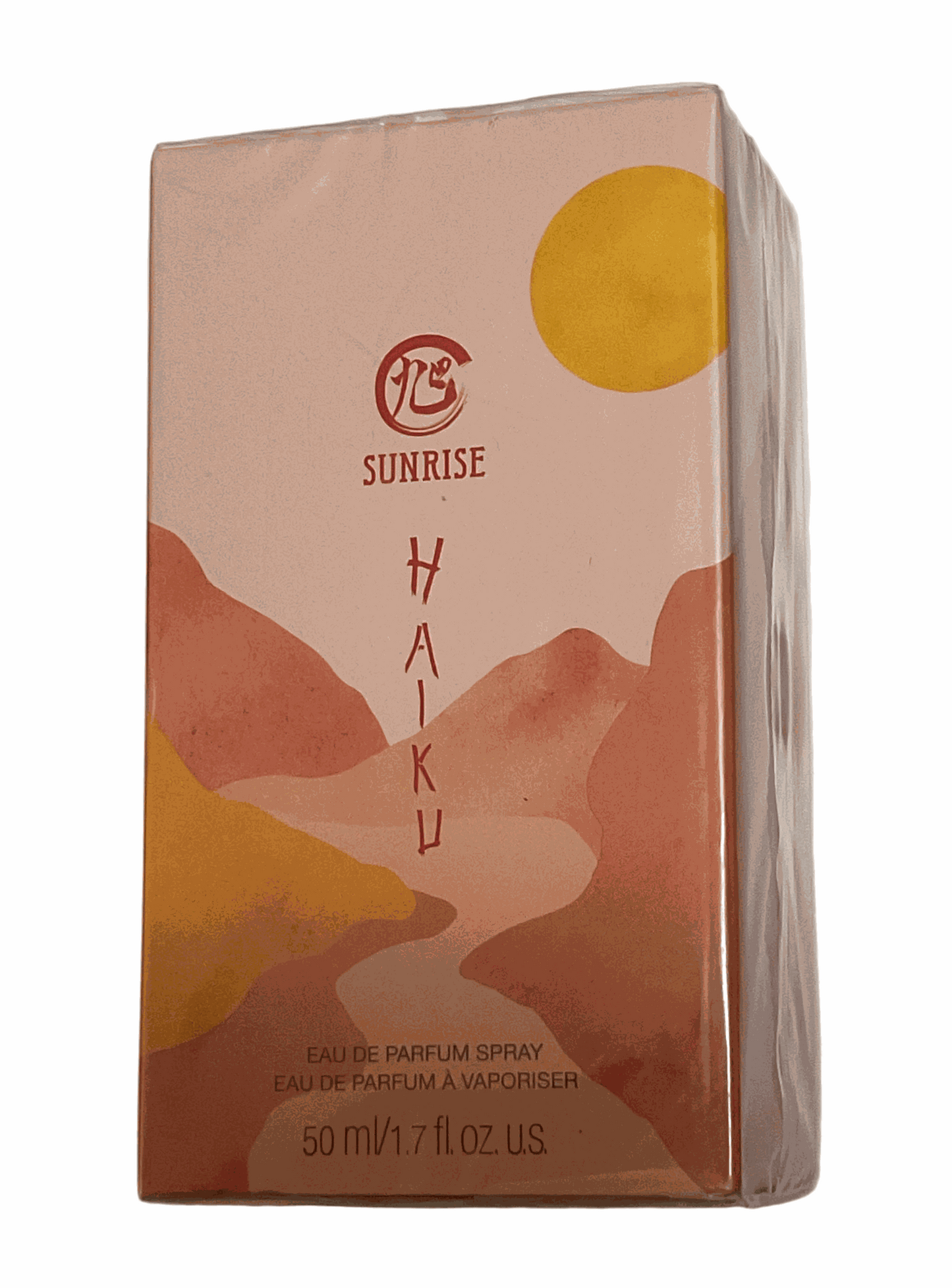 Haiku Sunrise Eau De Perfume 1.7 fl oz box with sunrise and mountain design