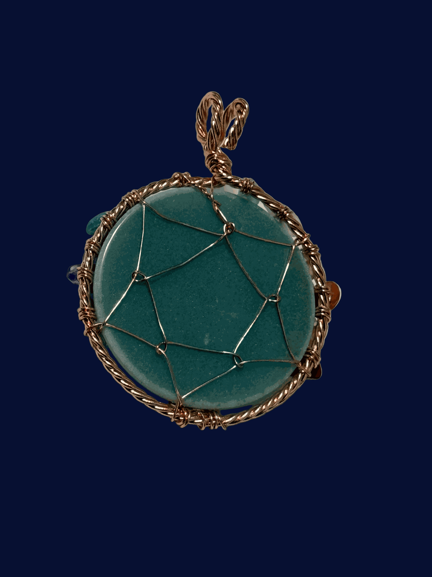 7 Chakra Tree Of Life pendant with green aventurine stone wrapped in copper wire