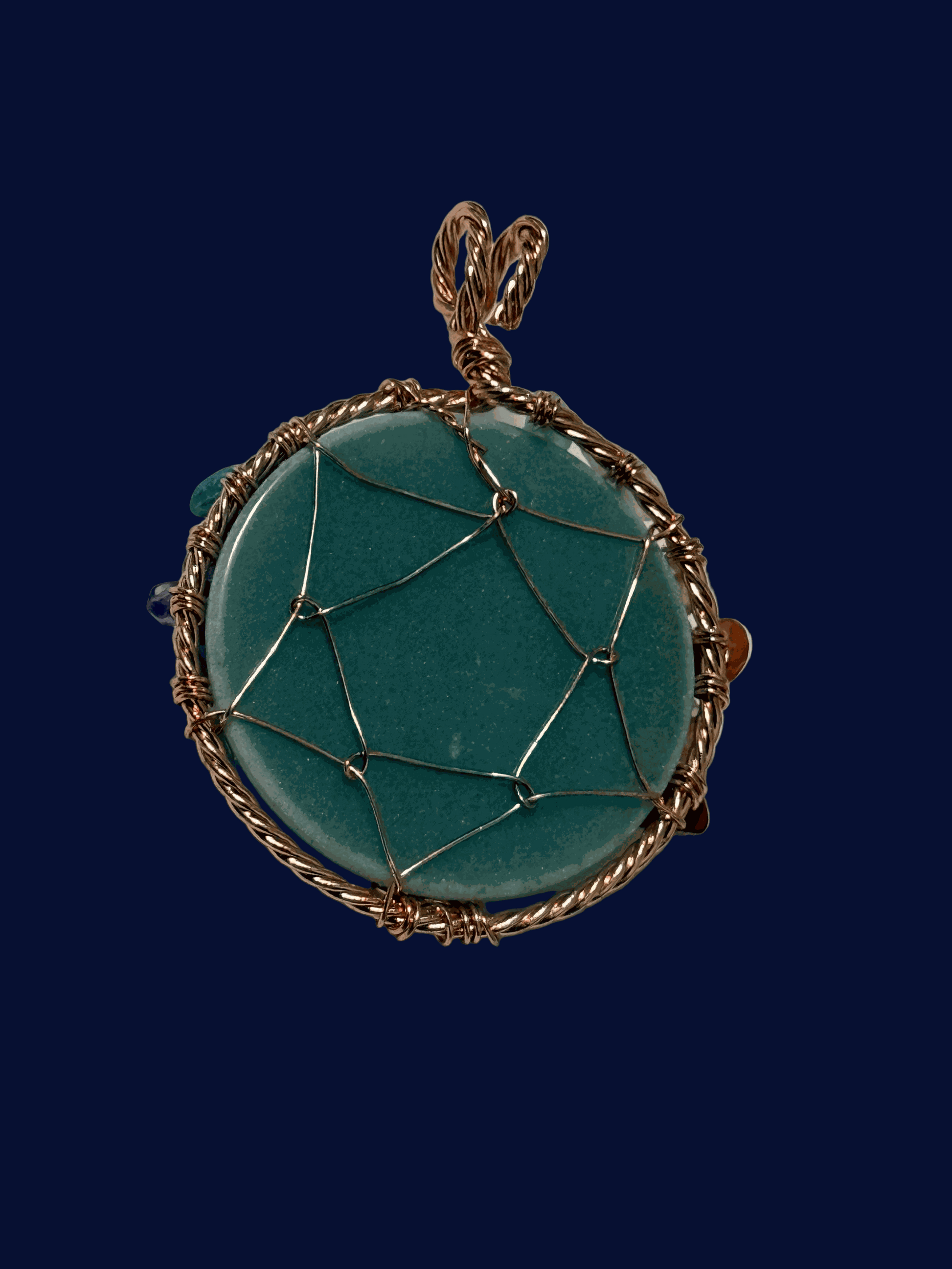 7 Chakra Tree Of Life pendant with green aventurine stone wrapped in copper wire