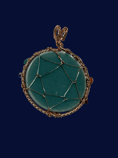 7 Chakra Tree Of Life pendant with green aventurine stone wrapped in copper wire