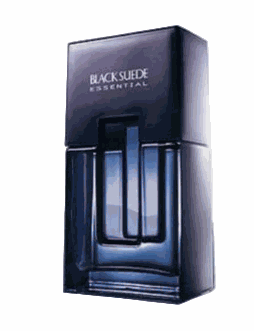Black Suede Essentials men's cologne bottle with fresh mandarin and lavender notes in 3.4 fl oz packaging