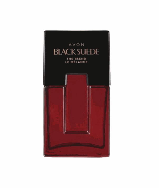 Avon Black Suede The Classic Blend men's eau de toilette bottle 3.4 fl oz with black and red packaging