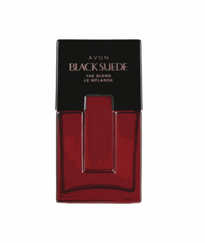 Avon Black Suede The Classic Blend men's eau de toilette bottle 3.4 fl oz with black and red packaging