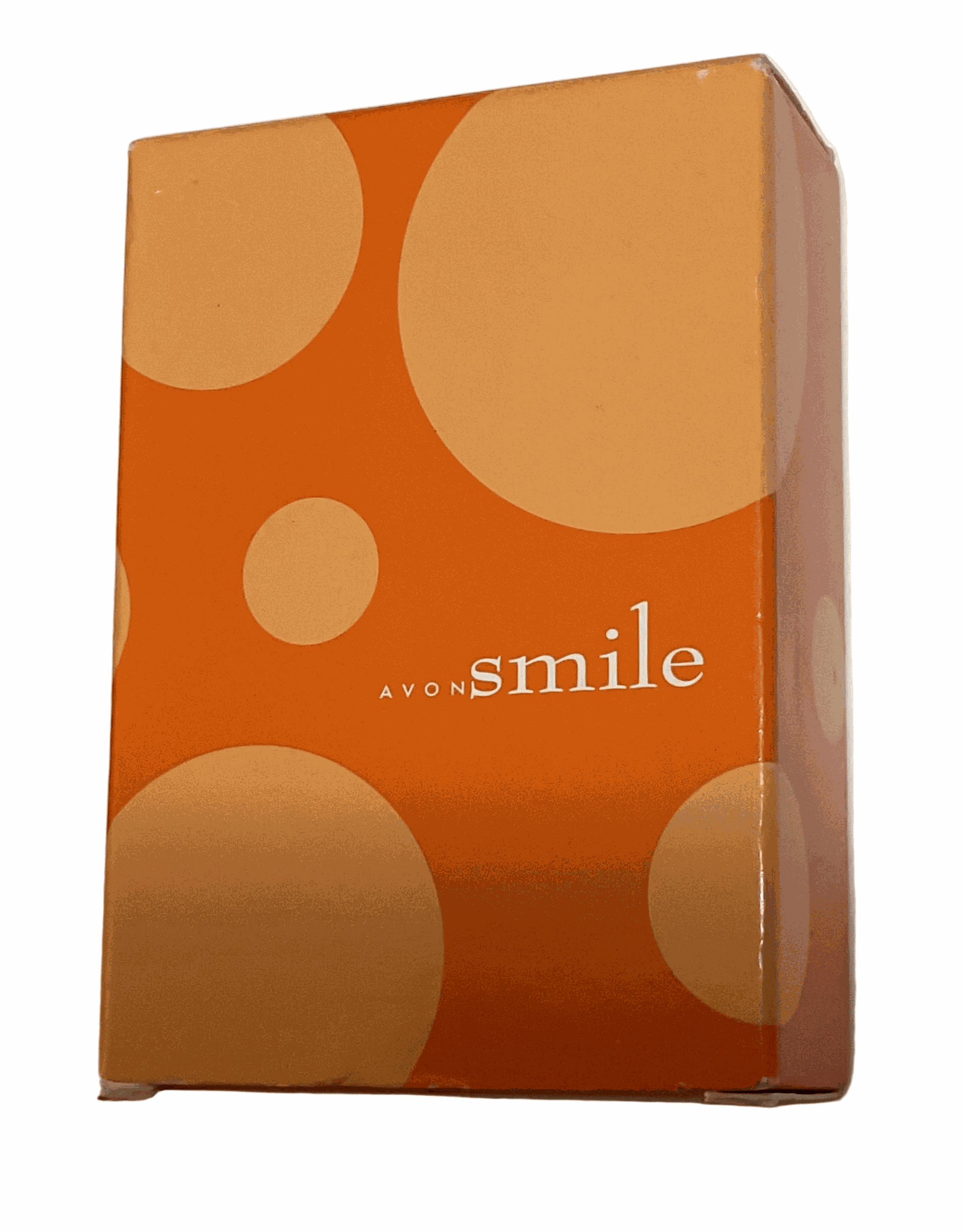 Smile Eau De Parfum box with orange and beige circular design, 1.7 fl oz perfume packaging
