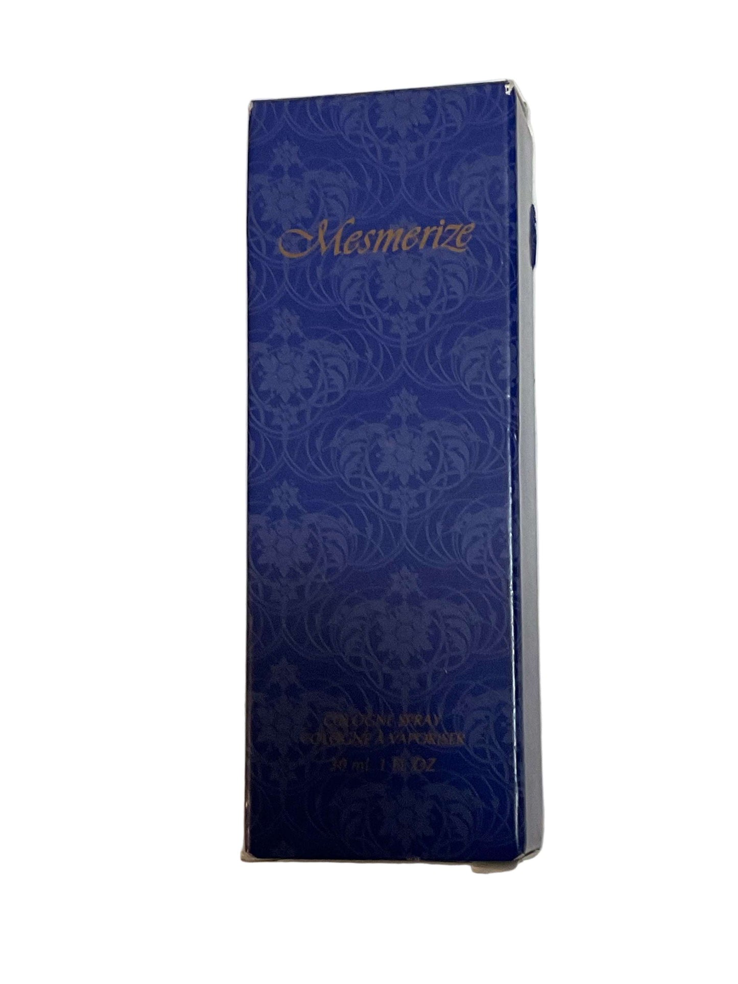 Mesmerize Cologne Spray Women 1 fl oz box with elegant blue design and gold lettering