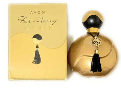 Far Away Gold Eau De Perfume 1.7 fl oz bottle and packaging with oriental floral fragrance for women