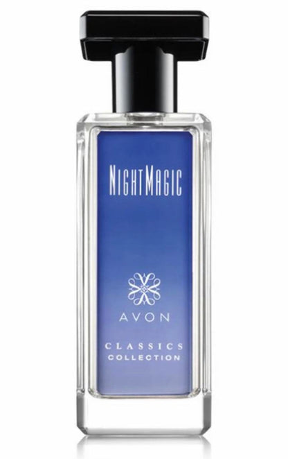 New Classic Night Magic cologne spray bottle 1.7 fl oz with blue label and black cap