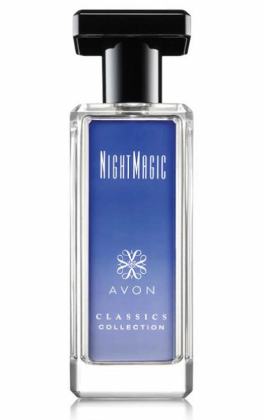 New Classic Night Magic cologne spray bottle 1.7 fl oz with blue label and black cap